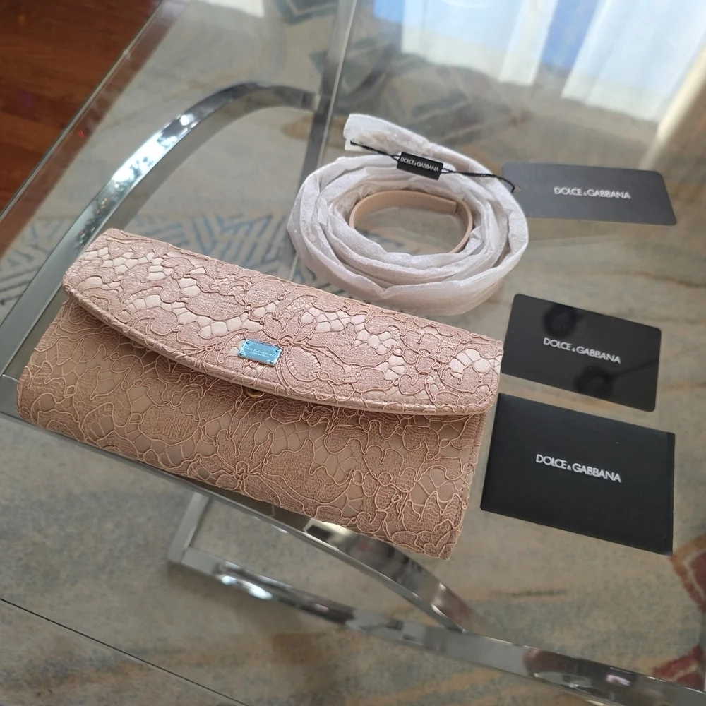 Dolce & Gabbana Pink Lace Crossbody Bag
